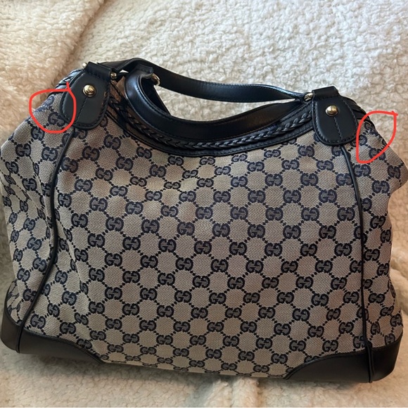 GUCCI Monogram Medium Brick Lane Tote Navy - Picture 5 of 13